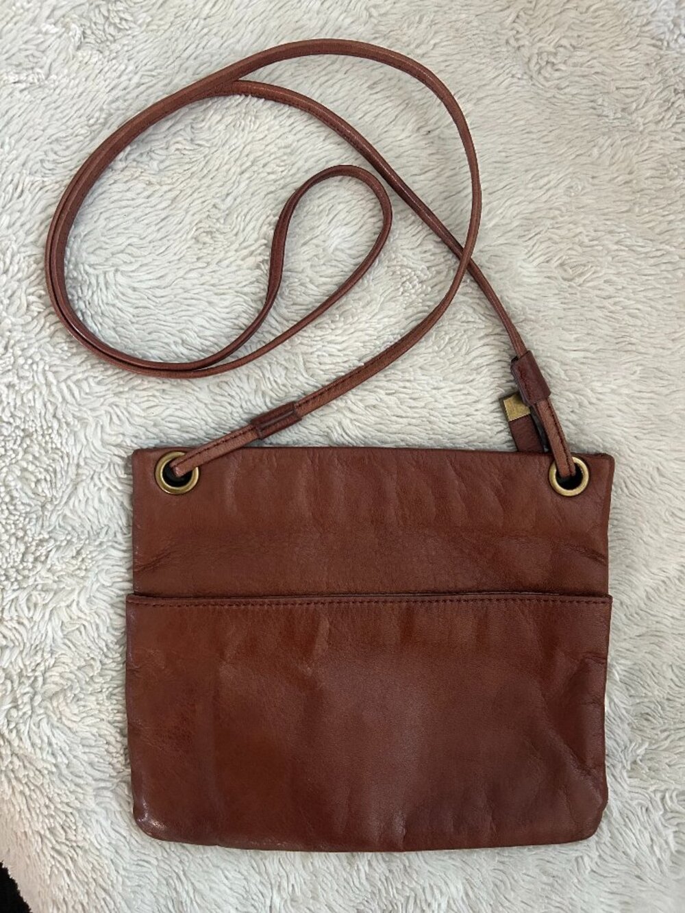 Margot Crossbody Purse Brown Grommet Accents Zip Closure Inner Pockets Women